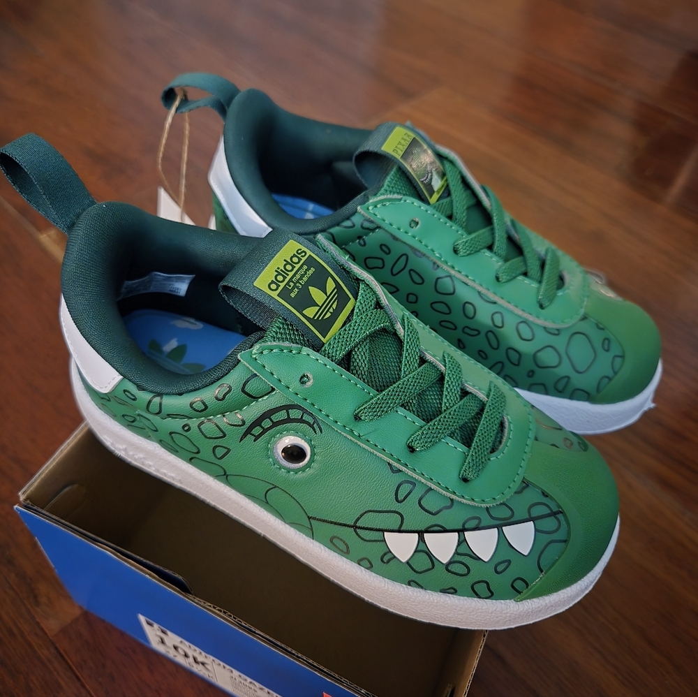 Adidas Kids Green Pixar Dino Sneakers Size 10